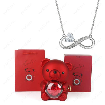 Orsacchiotto con Collana Infinito e Cuore in Brillante