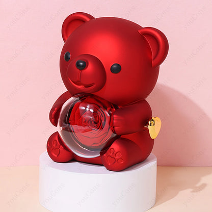 Orsacchiotto con Collana Doppio Cuore Inciso e Brillante