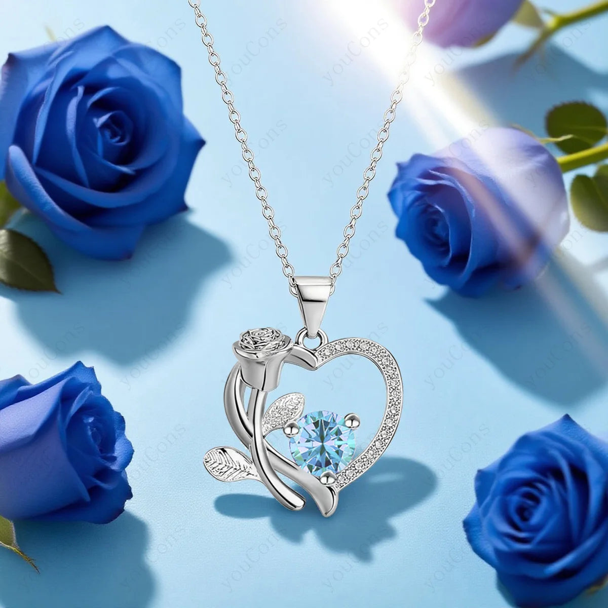 Orsacchiotto con Collana Cuore, Rosa e Brillante