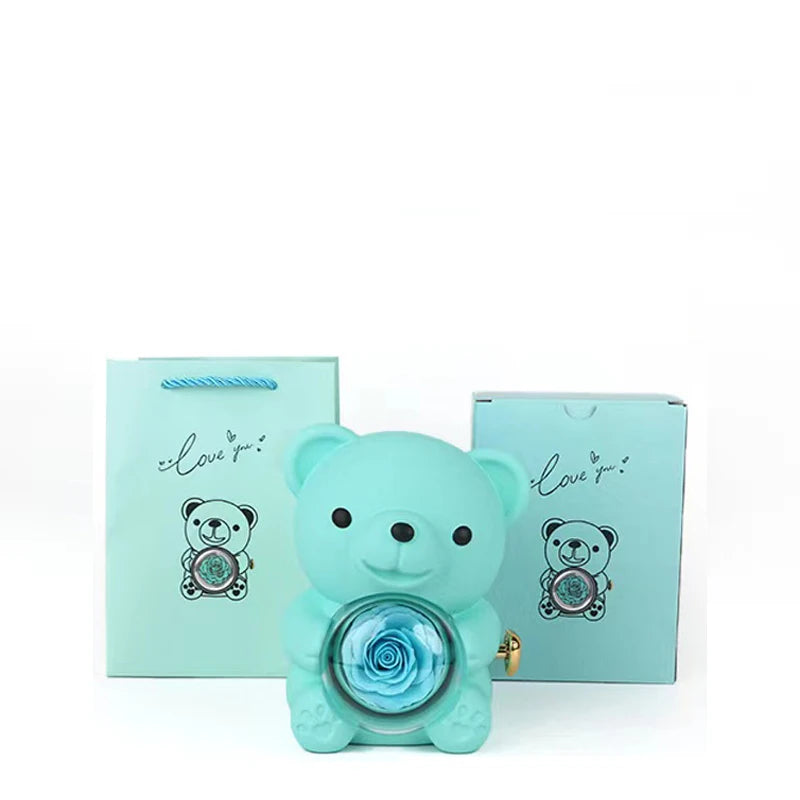 Orsacchiotto Portagioielli Romantico con Rosa Eterna