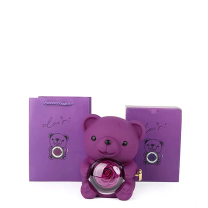 Orsacchiotto Portagioielli Romantico con Rosa Eterna